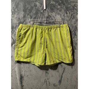 Marmot Mens XXL Swim Trunks Lime Green Striped Mesh Lined Shorts M12590